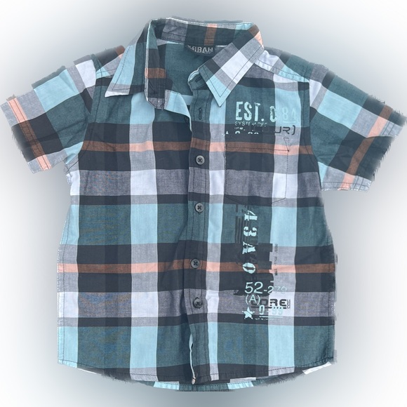 Urban Vintage Boys Plaid Button Down Short Sleeve Shirt, Size 4 - Picture 1 of 2